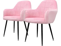 Juego de 4 sillas de comedor de terciopelo de diseño retro gris ECD Germany