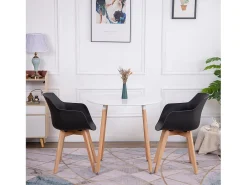Juego de 4 Sillas de Comedor Escandinavas Diseño Retro en Negro con Patas de Madera de Haya Maciza