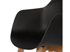 Juego de 4 Sillas de Comedor Escandinavas Diseño Retro en Negro con Patas de Madera de Haya Maciza