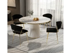 Juego de 2 sillas de comedor, sillas de comedor de terciopelo bañadas en oro, diseño ergonómico, color negro