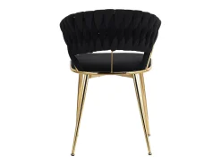 Juego de 2 sillas de comedor, sillas de comedor de terciopelo bañadas en oro, diseño ergonómico, color negro