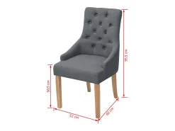 Juego de 4 sillas de comedor de tela gris oscuro