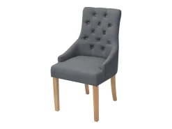 Juego de 4 sillas de comedor de tela gris oscuro