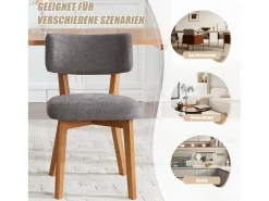 Juego de 2 sillas de madera - cojín gris - elegantes y cómodas - perfectas para comedor o cocina