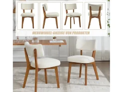Juego de 2 sillas de madera - cojín beige - elegantes y cómodas - perfectas para comedor o cocina