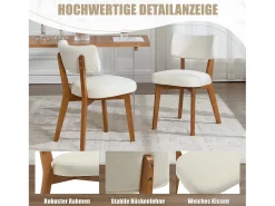 Juego de 2 sillas de madera - cojín beige - elegantes y cómodas - perfectas para comedor o cocina