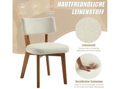 Juego de 2 sillas de madera - cojín beige - elegantes y cómodas - perfectas para comedor o cocina