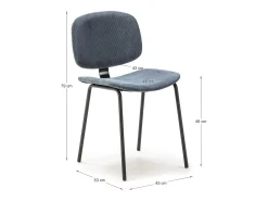 Juego de 2 sillas de pana y metal negro 45x53 h79 cm