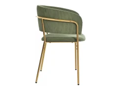Juego de 4 sillas de pana verde con respaldo acolchado y patas doradas para sala y comedor