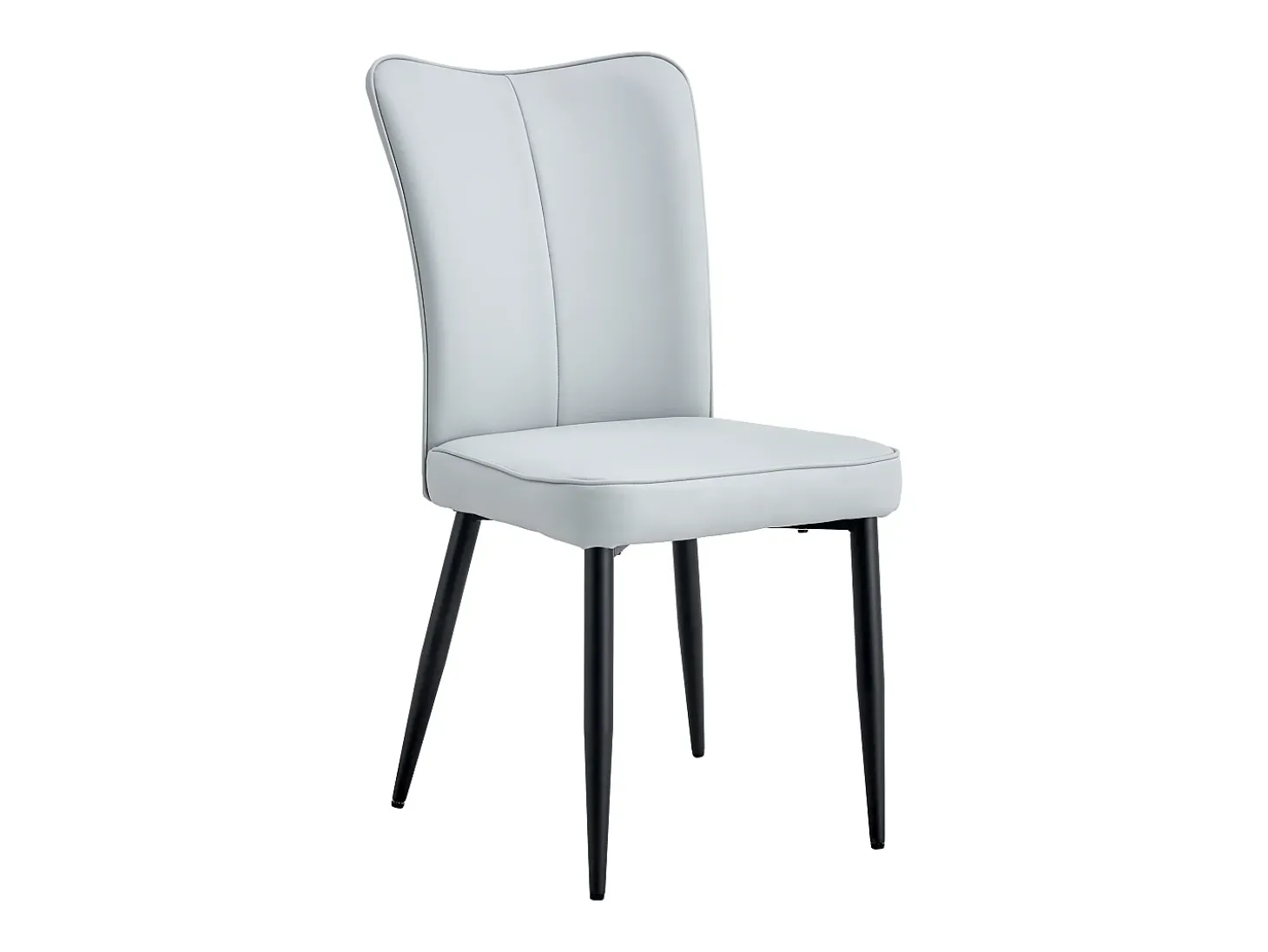 Juego de 2 sillas de PU gris claro con respaldo de 48 cm - Patas de metal negro