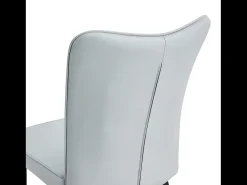 Juego de 2 sillas de PU gris claro con respaldo de 48 cm - Patas de metal negro