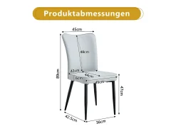 Juego de 2 sillas de PU gris claro con respaldo de 48 cm - Patas de metal negro