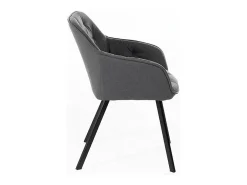 Juego de 4 sillas de salón "Dalia" tapizadas en tela gris oscuro con patas de metal pintado, 55x60 cm, 79h