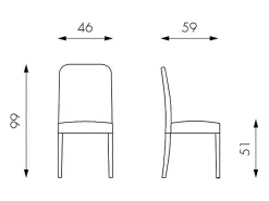 Juego de 4 sillas de salón modernas "Gardenia" tapizadas en piel sintética marrón, 46x59 cm, 99 cm