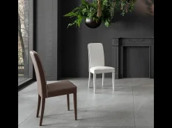 Juego de 4 sillas de salón modernas "Gardenia" tapizadas en piel sintética marrón, 46x59 cm, 99 cm