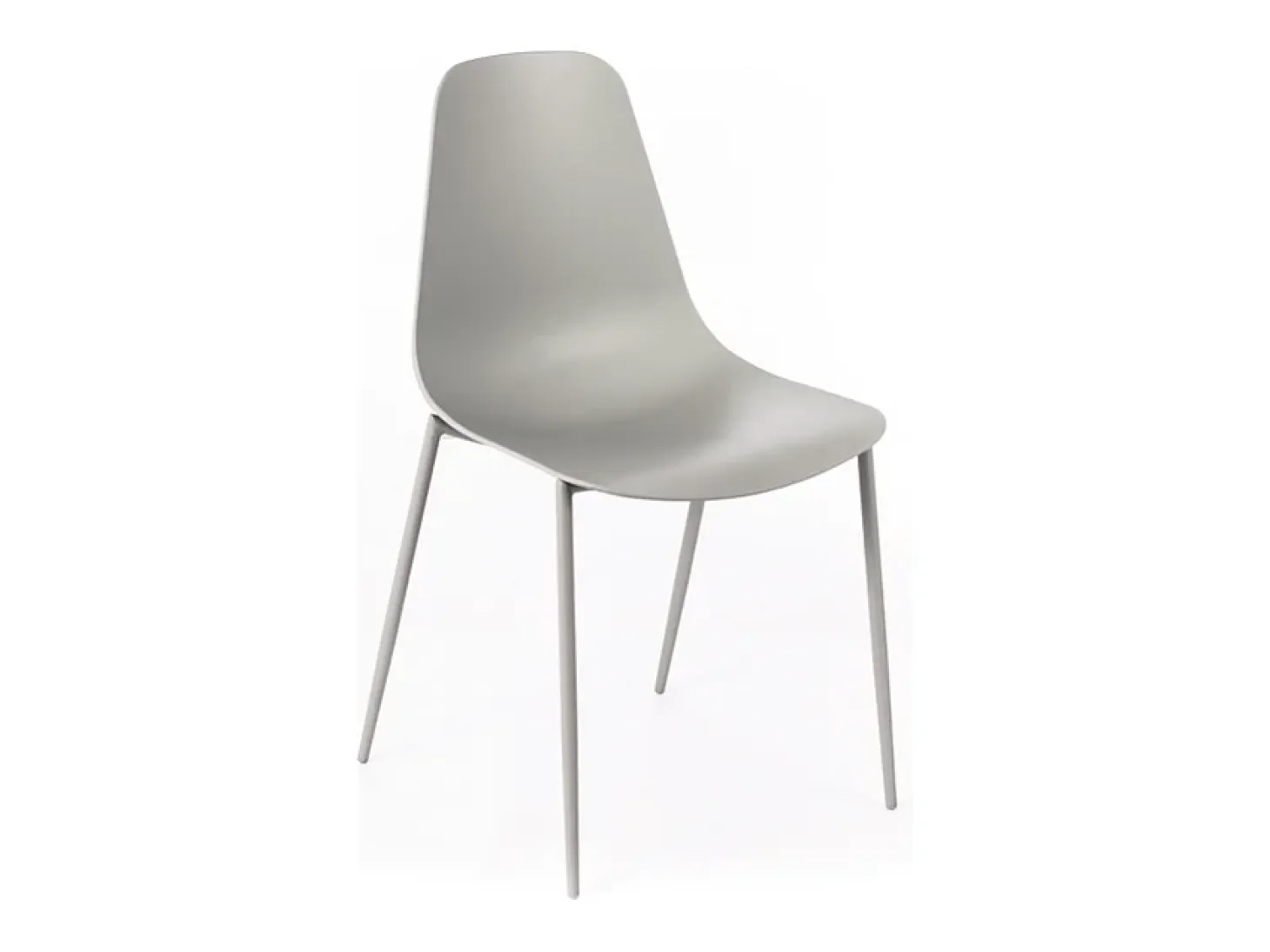 Juego de 2 sillas de salón modernas "Kate" de polipropileno gris con estructura de metal pintado.