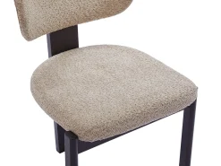 Juego de 6 sillas de tejido bouclé y madera de hevea - Gris topo y negro - WILANA
