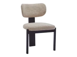Juego de 6 sillas de tejido bouclé y madera de hevea - Gris topo y negro - WILANA