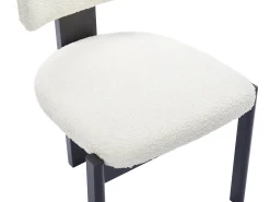 Juego de 2 sillas de tejido bouclé y madera de hevea - Blanco y negro - WILANA