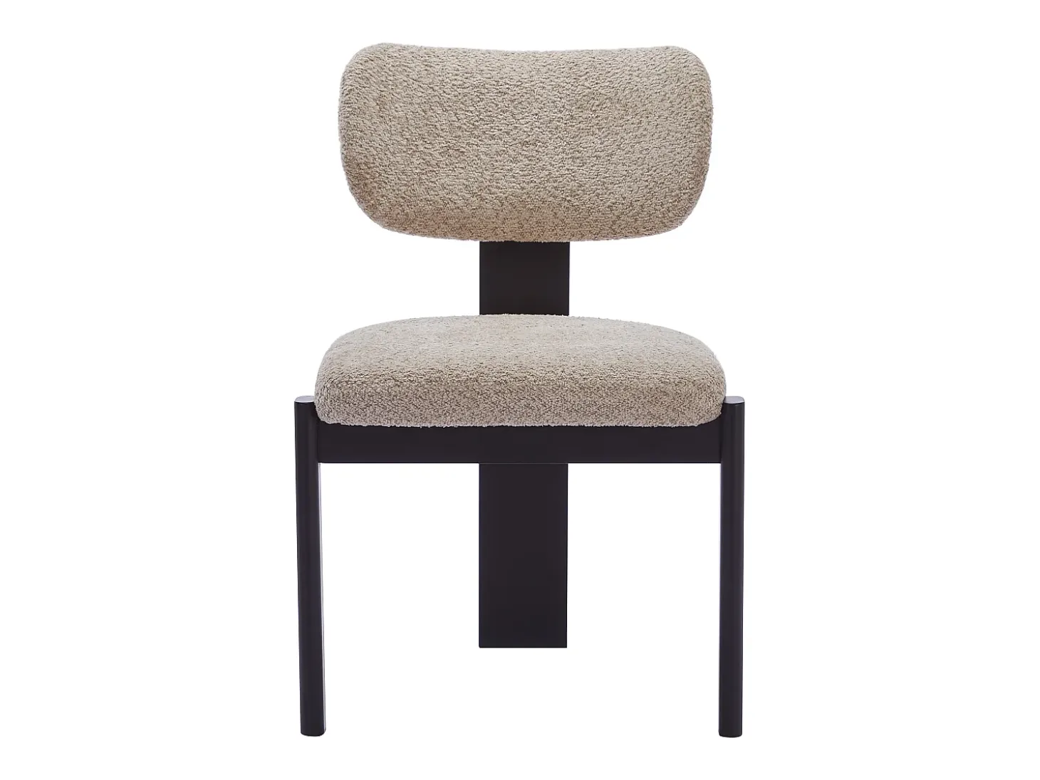 Juego de 2 sillas de tejido bouclé y madera de hevea - Gris topo y negro - WILANA