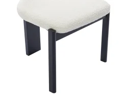 Juego de 6 sillas de tejido bouclé y madera de hevea - Blanco y negro - WILANA