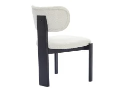 Juego de 6 sillas de tejido bouclé y madera de hevea - Blanco y negro - WILANA