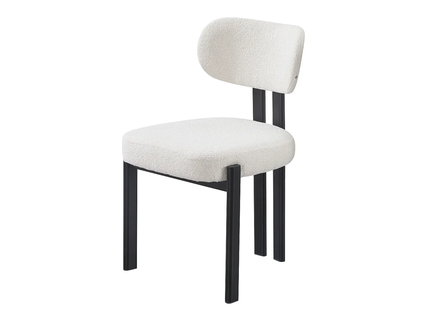 Juego de 6 sillas de tela bouclé y metal negro - Beige y negro - NOA