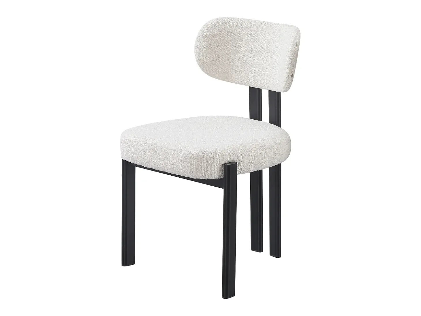 Juego de 6 sillas de tela bouclé y metal negro - Beige y negro - NOA