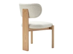 Juego de 6 sillas de tela rizo y madera de caucho - Blanco - WILANA