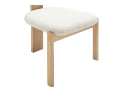 Juego de 6 sillas de tela rizo y madera de caucho - Blanco - WILANA