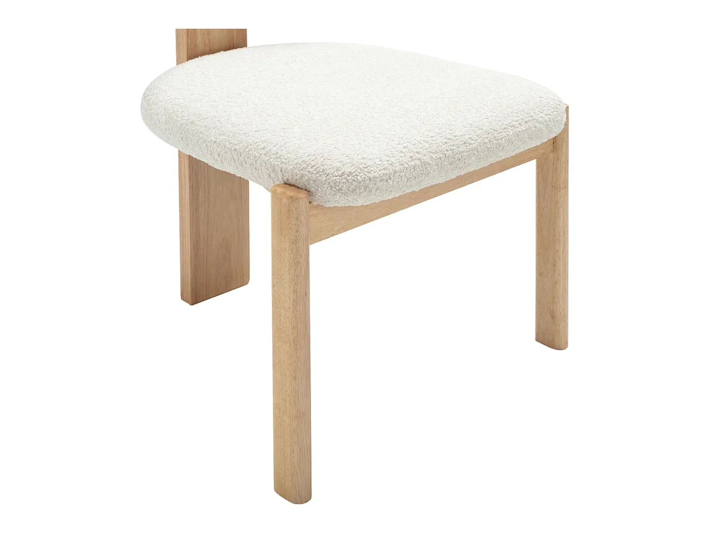 Juego de 6 sillas de tela rizo y madera de caucho - Blanco - WILANA