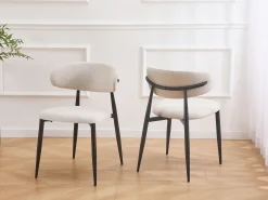 Juego de 6 sillas de tela y metal negro - Beige y negro - LEA