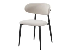 Juego de 6 sillas de tela y metal negro - Beige y negro - LEA