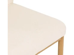 Juego de 2 sillas de tela sherpa beige - Asientos gruesos - Patas de madera