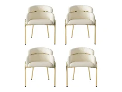 Juego de 4 sillas de terciopelo con patas de metal – beige