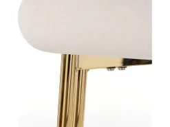 Juego de 4 sillas de terciopelo - con patas de metal dorado - Beige