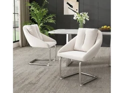 Juego de 2 sillas de terciopelo - 82 x 57 x 54 cm - con cojines - Silla giratoria de lujo para salón y dormitorio - Patas arqueadas - Beige