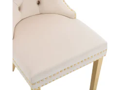 Juego de 6 sillas de terciopelo con patas de metal - Beige