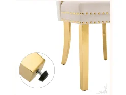 Juego de 6 sillas de terciopelo con patas de metal - Beige