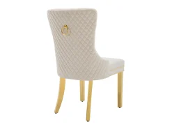 Juego de 6 sillas de terciopelo con patas de metal - Beige