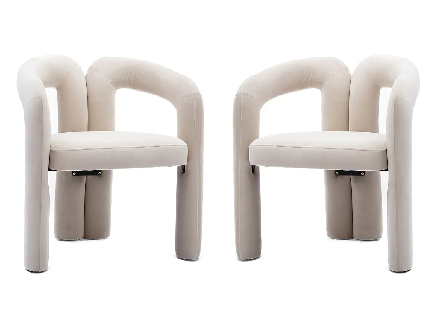 Juego de 2 sillas de terciopelo - Sillas tipo cubo - Beige