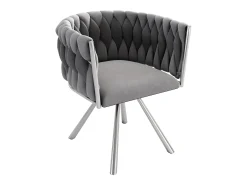 Juego de 4 sillas de terciopelo, con base de metal, gris y plateado