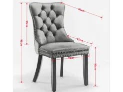Juego de 2 sillas de terciopelo - Patas de madera y clavos decorativos - Color naranja