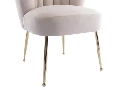 Juego de 6 sillas de terciopelo y acero dorado - Beige - RUTY
