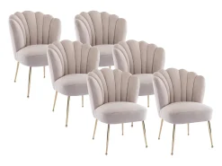 Juego de 6 sillas de terciopelo y acero dorado - Beige - RUTY