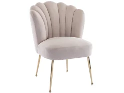 Juego de 6 sillas de terciopelo y acero dorado - Beige - RUTY
