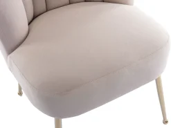 Juego de 6 sillas de terciopelo y acero dorado - Beige - RUTY