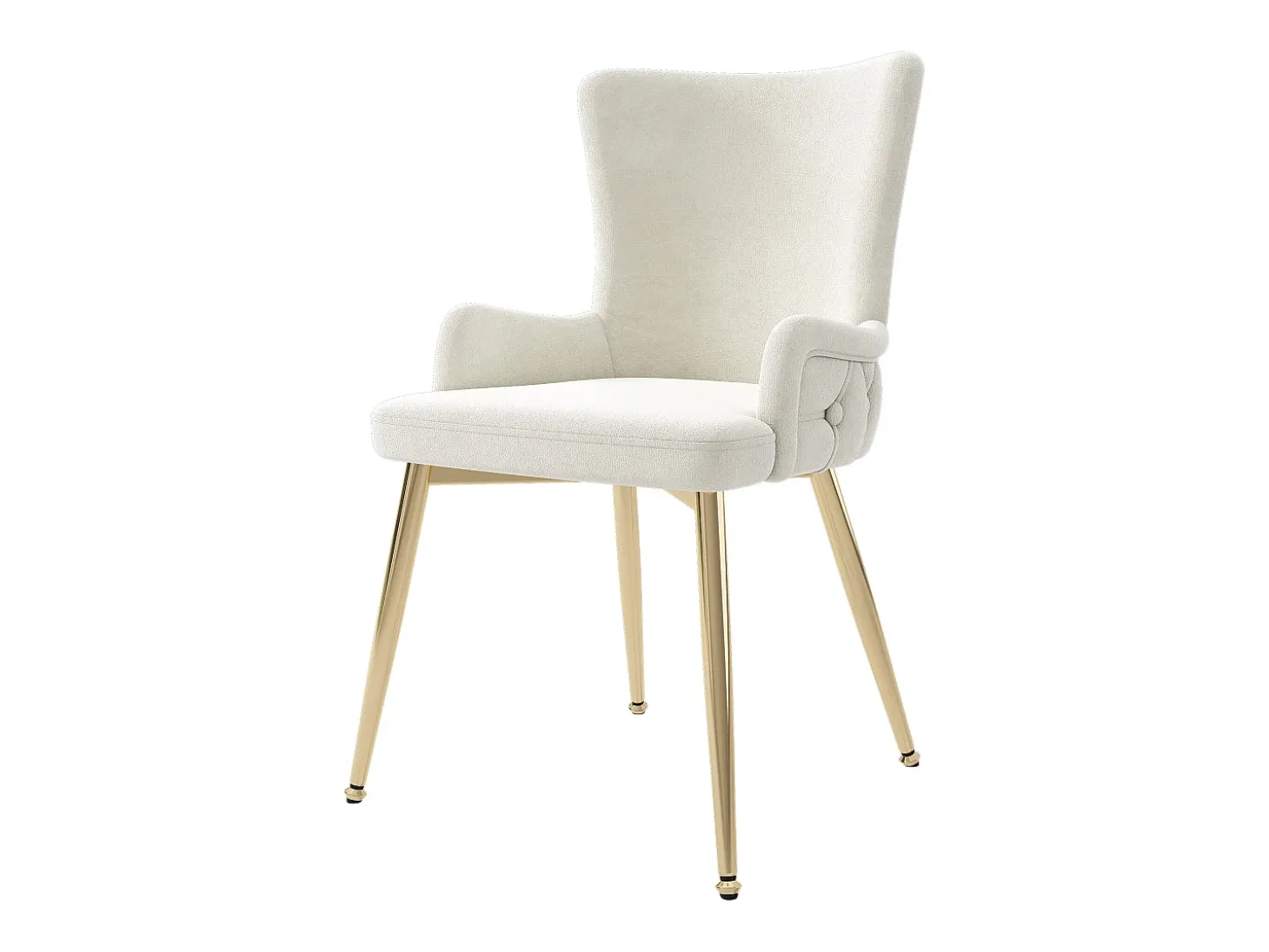 Juego de 2 sillas de terciopelo de lujo - 62,23 x 58,42 x 55,88 cm - con cuatro patas de metal dorado - beige