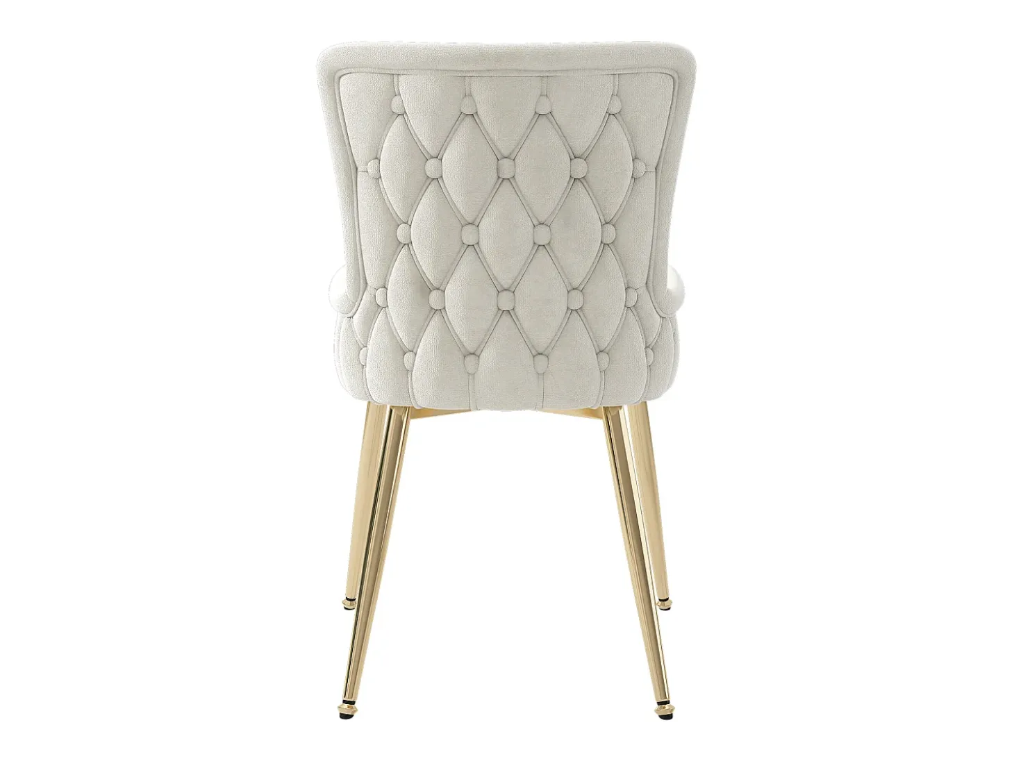 Juego de 2 sillas de terciopelo de lujo - 62,23 x 58,42 x 55,88 cm - con cuatro patas de metal dorado - beige