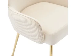 Juego de 4 sillas de terciopelo con patas y reposabrazos de metal dorado – beige y dorado